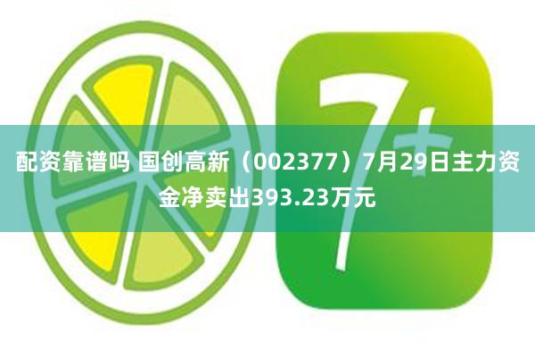 配资靠谱吗 国创高新（002377）7月29日主力资金净卖出393.23万元