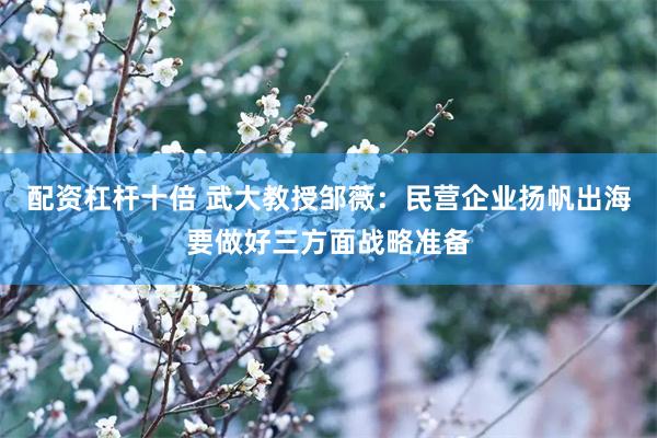 配资杠杆十倍 武大教授邹薇：民营企业扬帆出海要做好三方面战略准备