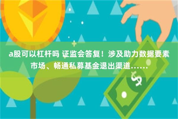 a股可以杠杆吗 证监会答复！涉及助力数据要素市场、畅通私募基金退出渠道……